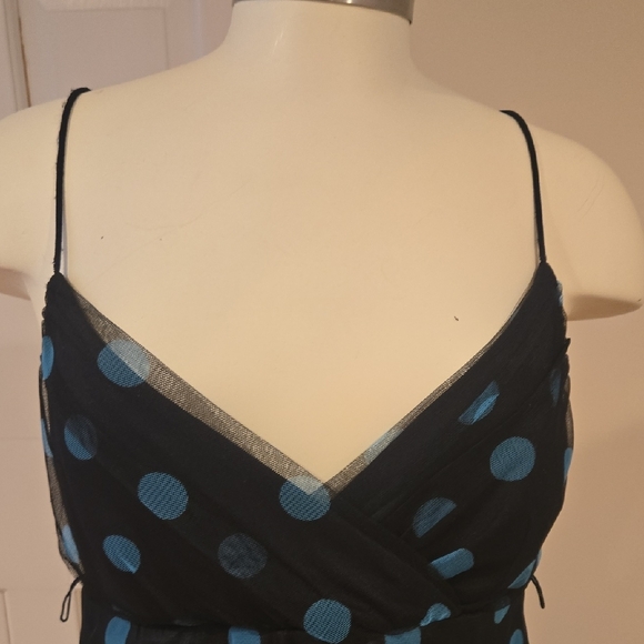 Onyx Nite Black and Blue Polka Dot Dress - Picture 6 of 7